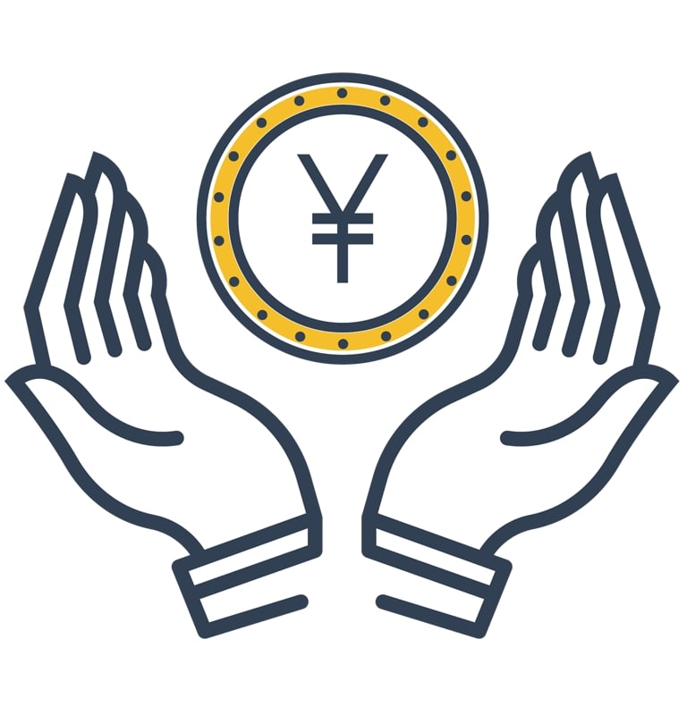 両手で月末締め翌月末払いのお金をまとめた図